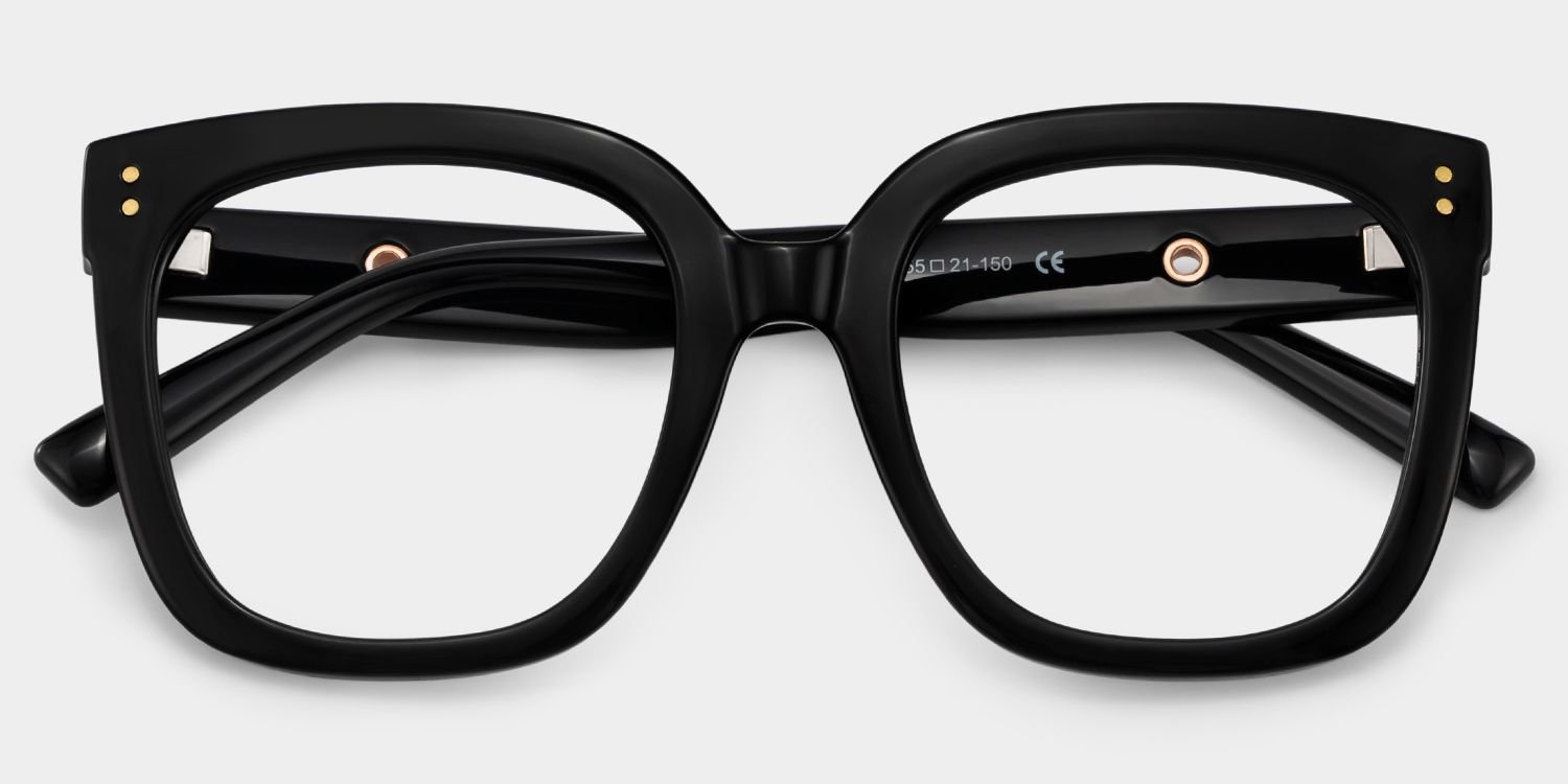 Ebony Black Square Glasses - Image 3