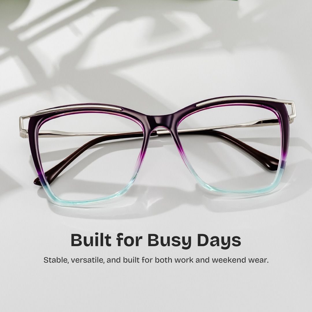 Krystle Purple-Blue Square Glasses