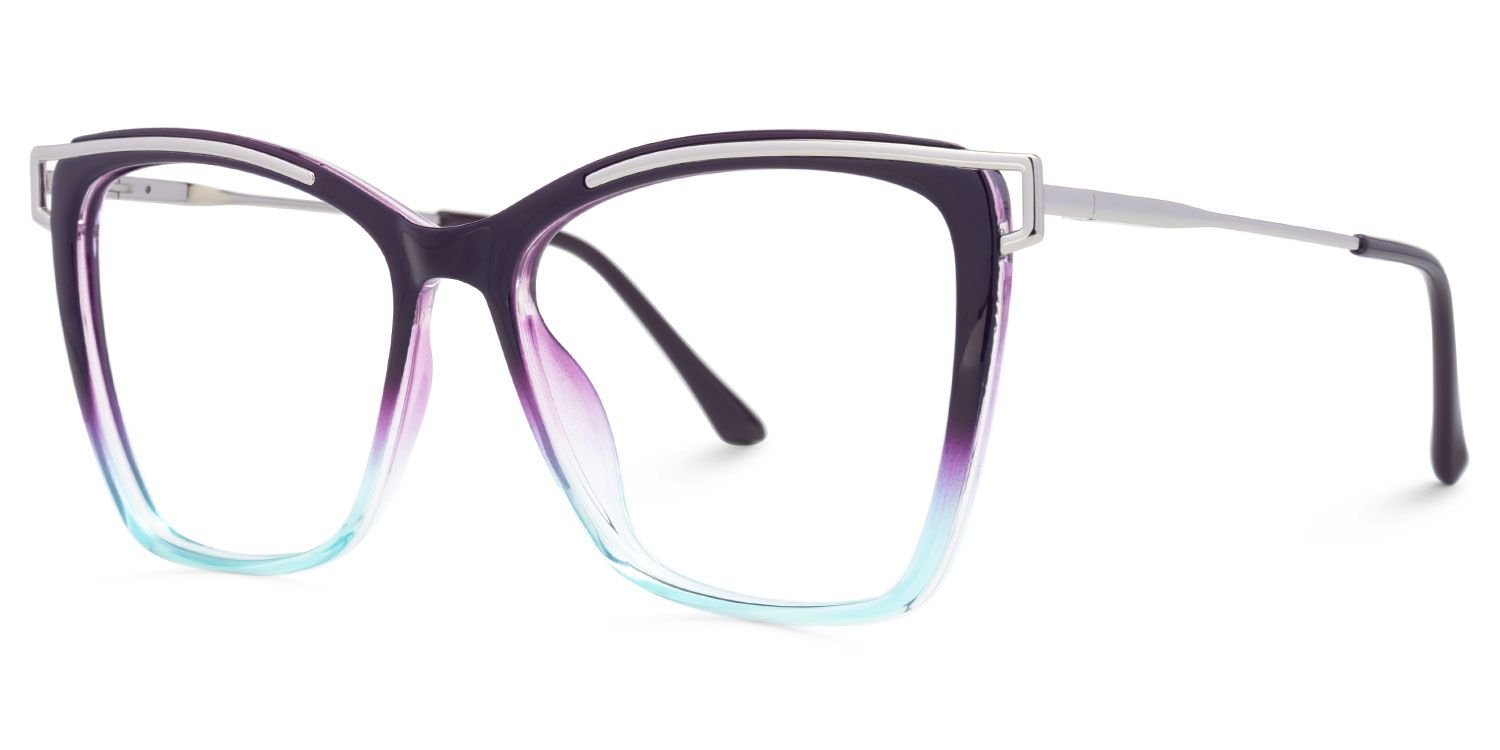 Krystle Purple-Blue Square Glasses - Image 3