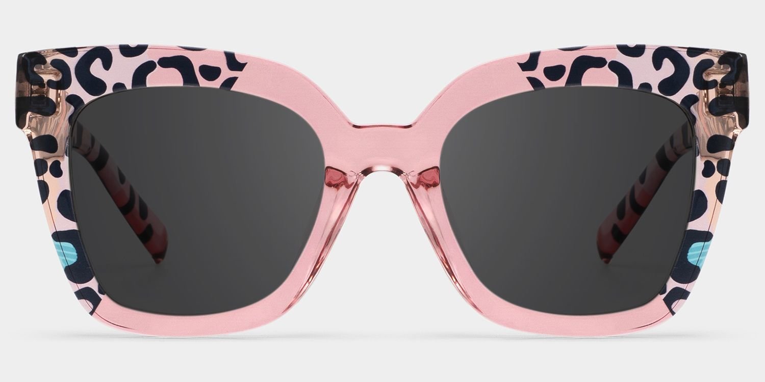 Malcolm Pink-Leopard Square Sunglasses